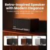 imageEdifier S300 Wireless HiFi Tabletop Speaker with AirPlay 2 for MultiRoom ampamp Stereo Pairing LDAC HiRes Audio 80W Power Bluetooth 54 USBC AUX Inputs Retro Design with Remote  Black WalnutBrown