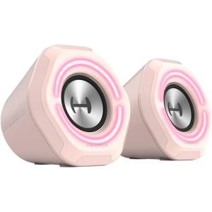 imageEdifier G1000 USB Computer SpeakersBluetooth 53 PC Gaming Speakers for Computer and Mobile Phone USB 35mm Aux Bluetooth Input RGB Lights BlackPink