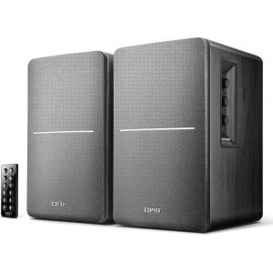 imageEdifier R1280DB Powered Bluetooth Bookshelf Speakers  Optical Input  Wireless Studio Monitors  4 Inch Near Field Speaker  42w RMS  Black Renewed