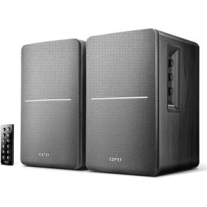 imageEdifier R1280DB Powered Bluetooth Bookshelf Speakers  Optical Input  Wireless Studio Monitors  4 Inch Near Field Speaker  42w RMS  Wood GrainBlack