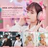 imageEdifier G5BT CAT Wireless Bluetooth Gaming Headset with Mic Wired Over Ear Headphones with Detachable Cat Ear RGB Light for PC PS5 PS4 Nintendo Switch PinkPink