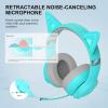 imageEdifier G5BT CAT Wireless Bluetooth Gaming Headset with Mic Wired Over Ear Headphones with Detachable Cat Ear RGB Light for PC PS5 PS4 Nintendo Switch PinkTurquoise
