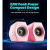 imageEdifier Hecate RGB Gaming Speakers 32W Peak Power Bluetooth 51 GameMovieMusic Modes 12 RGB Lighting Effects Compact Design for PCPS4Desktop  Redpink