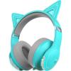 imageEdifier G5BT CAT Wireless Gaming Headset with Dual Mic Bluetooth Gaming Headphones with Detachable Cat Ear for PC PS5 PS4 Nintendo Switch RGB Light  Turquoise