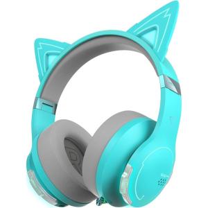imageEdifier G5BT CAT Wireless Bluetooth Gaming Headset with Mic Wired Over Ear Headphones with Detachable Cat Ear RGB Light for PC PS5 PS4 Nintendo Switch PinkTurquoise