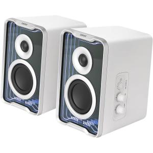 imageEdifier QR30 20 Desktop Active Speaker Compact Bluetooth V54 Computer Speakers Wireless Bookshelf Speaker 30W RMS 35mm AUX ampamp USBA Wired Input Dynamic Light Effects App Control WhiteWhite