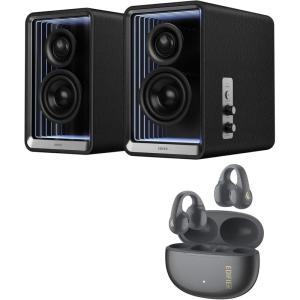 imageEdifier QR65 Desktop Active Monitor Black R1 OpenEar True Wireless Earbuds Gray  Portable Listening ampamp Desktop Audio Immersion AllRound Sound Experience
