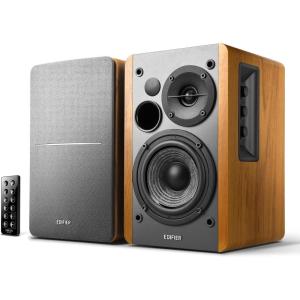 imageEdifier R1280DB Powered Bluetooth Bookshelf Speakers  Optical Input  Wireless Studio Monitors  4 Inch Near Field Speaker  42w RMS  Wood GrainWood Grain
