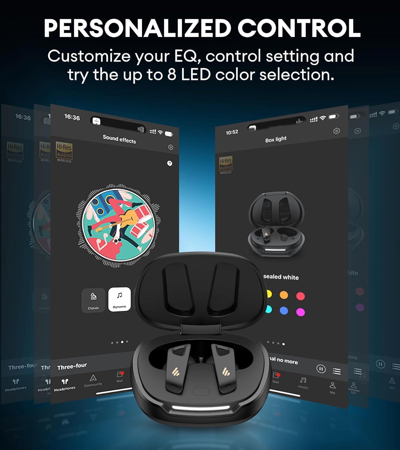 imageEdifier NeoBuds Pro 2 MultiChannel Active Noise Cancellation Earbuds with Spatial Audio HiRes Sound LDAC ampamp LHDC AAC 8 Mics for Clear Calls Bluetooth 53 Fast Charging App Customization BlackBlack