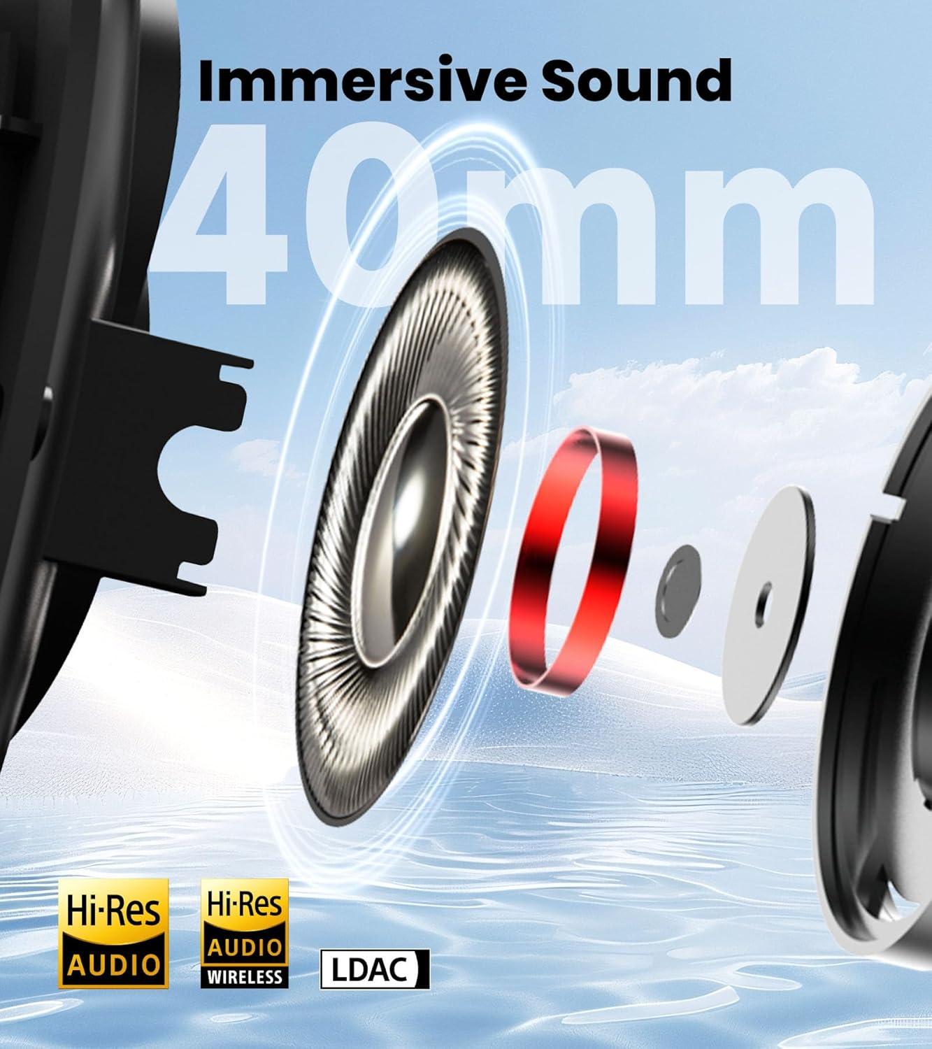 imageEdifier W80 Over Ear Headphones with 49dB Active Noise Cancelling LDAC HiRes Wired ampamp Wireless AI Clear Call Fast Charging Multipoint Connection Bluetooth V54  Black RenewedBlack