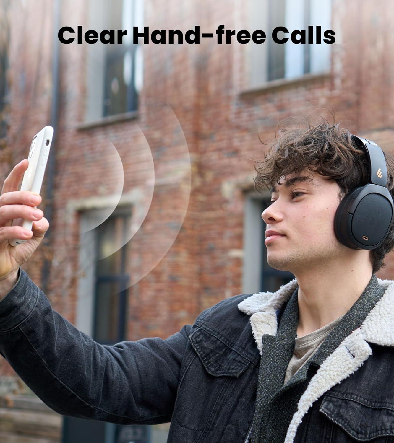 imageEdifier W80 Over Ear Headphones with 49dB Active Noise Cancelling LDAC HiRes Wired ampamp Wireless AI Clear Call Fast Charging Multipoint Connection Bluetooth V54  Black RenewedBlack