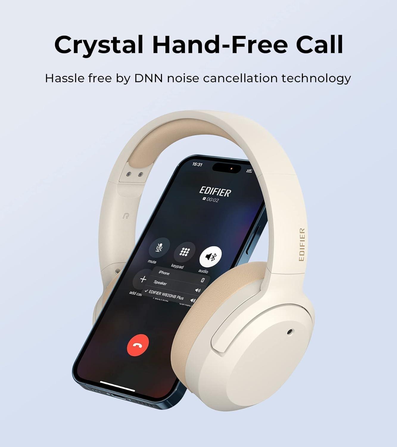 imageEdifier W820NB Plus Hybrid Active Noise Cancelling Headphones  LDAC Codec  HiRes Audio Wireless ampamp Wired  Fast Charge  Over Ear Bluetooth V52 Headphones for TravelHomeOffice Ivory Renewed