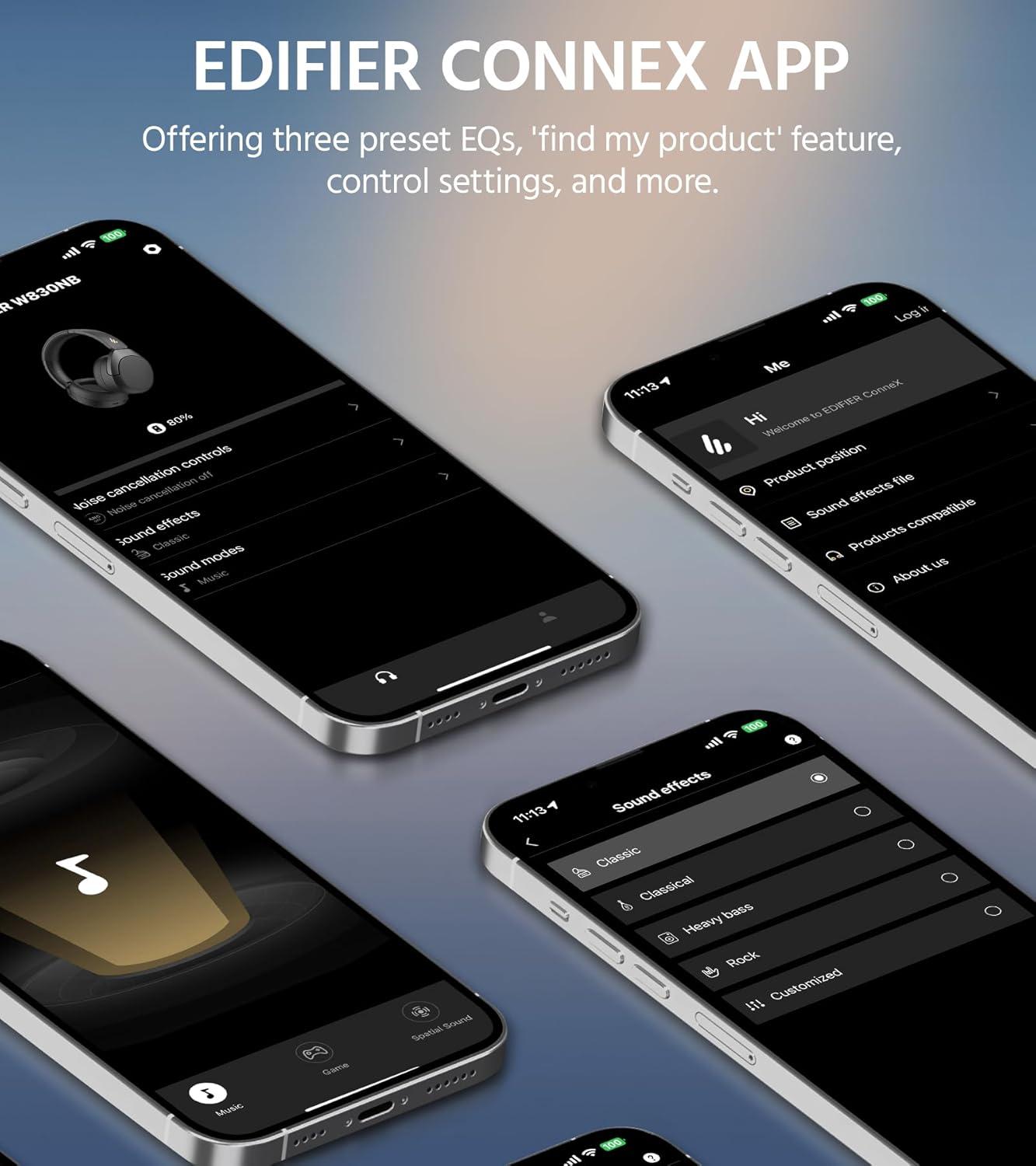 imageEdifier W830NB Wireless Over Ear Headphones with 45dB Active Noise Cancelling 94H Playtime LDAC HiRes Sound Spatial Audio Fast Charging Bluetooth V54  Sandwhite Renewed