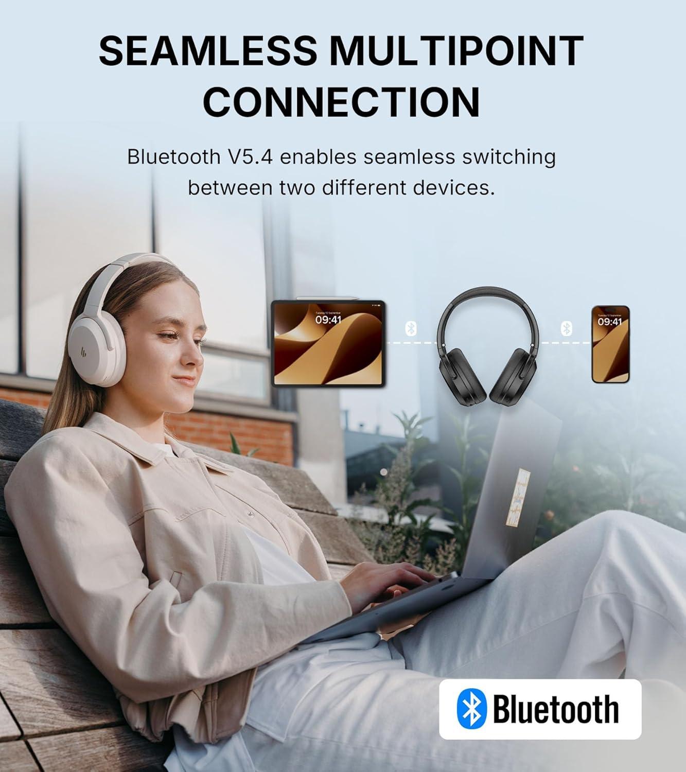 imageEdifier WH700NB Pro Wireless OverEar Headphones with Active Noise Cancellation HiRes Audio Bluetooth V54 MultiPoint Connection Al Clear Calls Fast Charging Foldable  BlackBlack