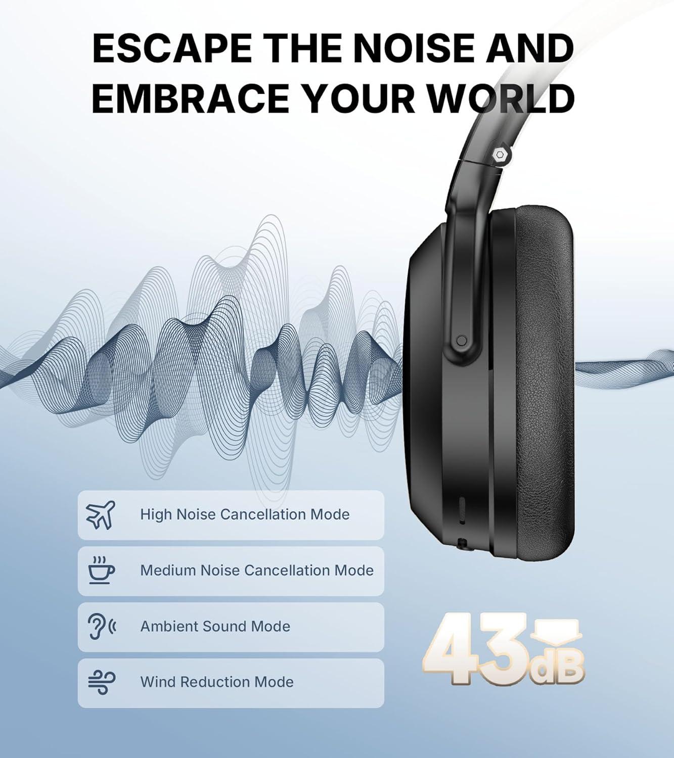 imageEdifier WH700NB Pro Wireless OverEar Headphones with Active Noise Cancellation HiRes Audio Bluetooth V54 MultiPoint Connection Al Clear Calls Fast Charging Foldable  BlackBlack