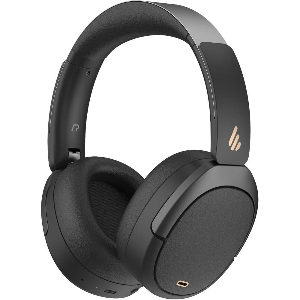 imageEdifier W80 Over Ear Headphones with 49dB Active Noise Cancelling LDAC HiRes Wired ampamp Wireless AI Clear Call Fast Charging Multipoint Connection Bluetooth V54  Black RenewedBlack